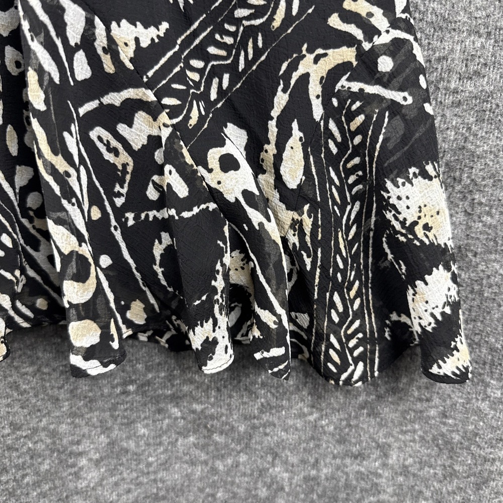 Alfred Dunner Skirt 16W Black Tan Patterned Midi Elastic Waist Career Plus Size - Picture 2 of 6